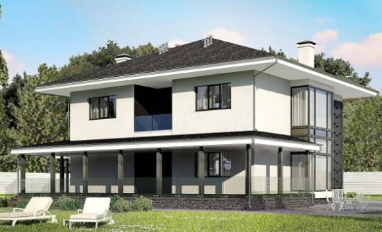 245-002-П Проект двухэтажного дома, гараж, просторный дом из бризолита Оленегорск | Проекты домов от House Expert