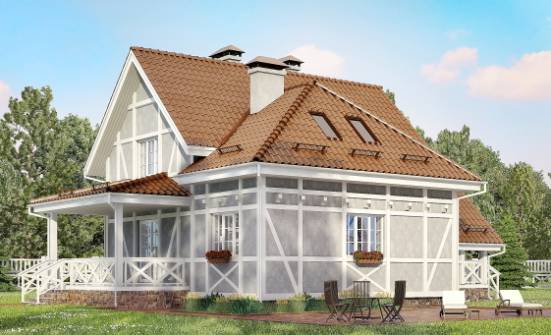 160-003-Л Проект двухэтажного дома мансардой, небольшой коттедж из газобетона Мончегорск | Проекты домов от House Expert