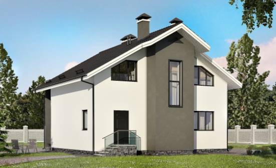150-005-Л Проект двухэтажного дома с мансардным этажом, скромный домик из пеноблока Кандалакша | Проекты домов от House Expert