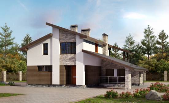 200-010-П Проект двухэтажного дома мансардный этаж, гараж, просторный дом из газобетона Мурманск | Проекты домов от House Expert