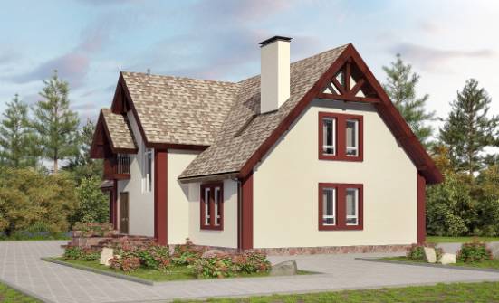 300-008-Л Проект двухэтажного дома мансардой, гараж, классический дом из блока Ковдор | Проекты домов от House Expert