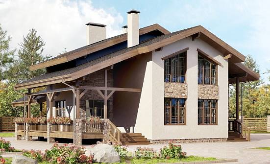 240-003-Л Проект двухэтажного дома с мансардным этажом, классический дом из кирпича Оленегорск | Проекты домов от House Expert