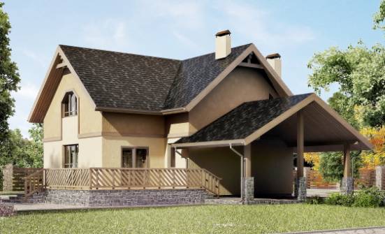 150-011-Л Проект двухэтажного дома с мансардой и гаражом, простой коттедж из газобетона Мурманск | Проекты домов от House Expert