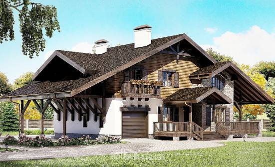 270-001-Л Проект двухэтажного дома мансардой и гаражом, просторный домик из кирпича Апатиты | Проекты домов от House Expert