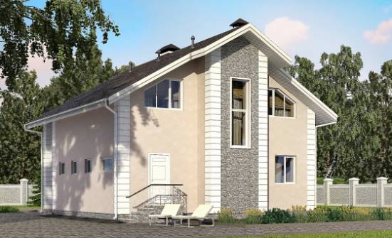 150-002-П Проект двухэтажного дома с мансардным этажом и гаражом, недорогой коттедж из теплоблока Мурманск | Проекты домов от House Expert