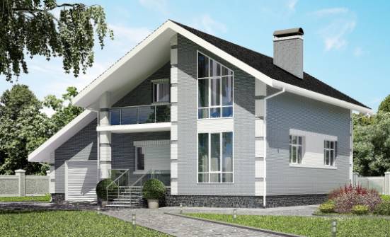 190-006-Л Проект двухэтажного дома мансардный этаж и гаражом, уютный домик из газобетона Оленегорск | Проекты домов от House Expert