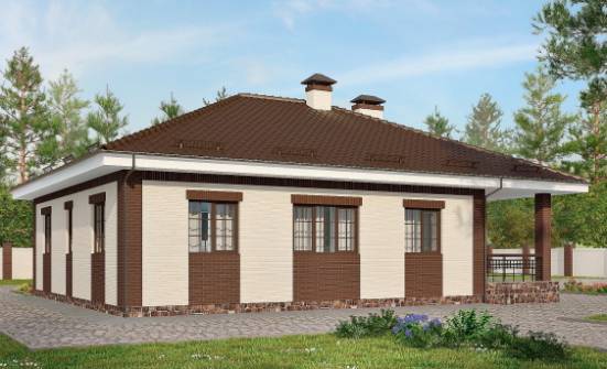 160-015-П Проект одноэтажного дома и гаражом, простой дом из твинблока Мончегорск | Проекты домов от House Expert