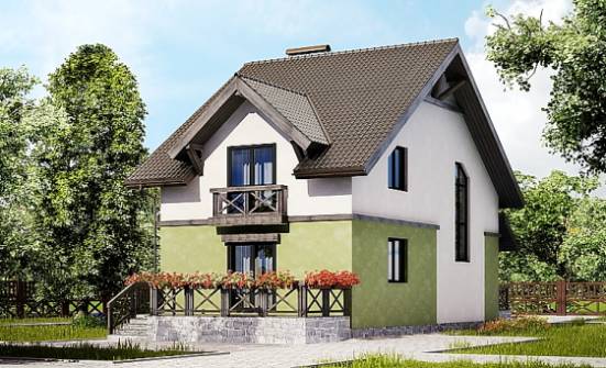 120-003-П Проект двухэтажного дома мансардой, компактный дом из поризованных блоков Мурманск | Проекты домов от House Expert