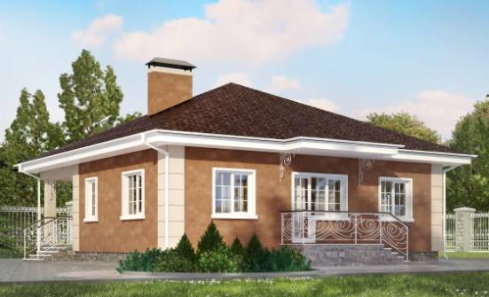 100-001-Л Проект одноэтажного дома, бюджетный домик из арболита Кандалакша | Проекты домов от House Expert