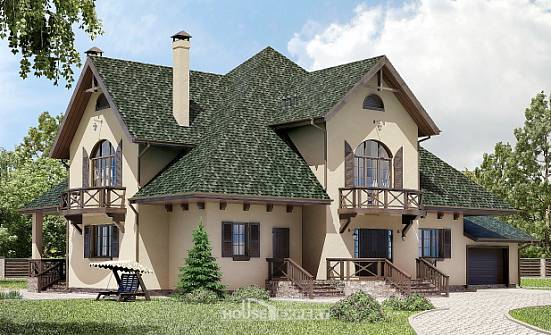 350-001-П Проект двухэтажного дома мансардой, гараж, современный загородный дом из арболита Мончегорск | Проекты домов от House Expert