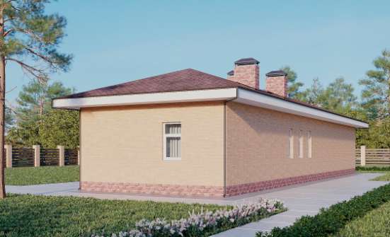 110-006-Л Проект бани из газосиликатных блоков Оленегорск | Проекты одноэтажных домов от House Expert