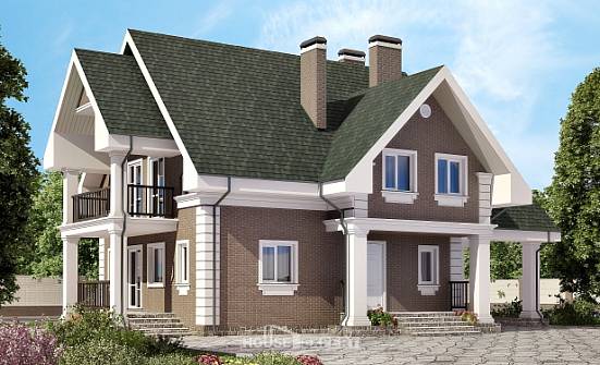 140-003-П Проект двухэтажного дома с мансардой, гараж, небольшой загородный дом из керамзитобетонных блоков Кандалакша | Проекты домов от House Expert