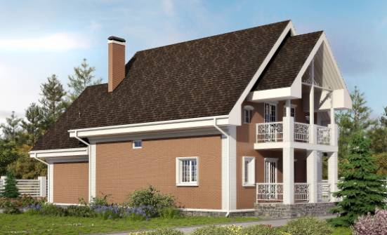 185-003-П Проект двухэтажного дома мансардой и гаражом, красивый дом из поризованных блоков Кандалакша | Проекты домов от House Expert