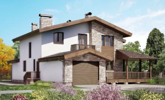 220-001-П Проект двухэтажного дома мансардой, гараж, уютный домик из газобетона Оленегорск | Проекты домов от House Expert