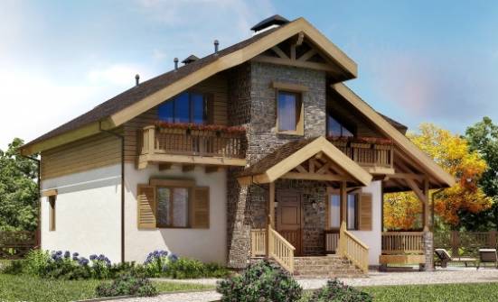 150-004-П Проект двухэтажного дома с мансардным этажом, красивый загородный дом из твинблока Апатиты | Проекты домов от House Expert