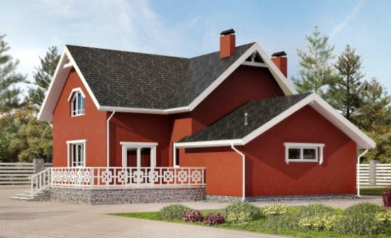 180-013-Л Проект двухэтажного дома мансардой и гаражом, небольшой дом из твинблока Мончегорск | Проекты домов от House Expert