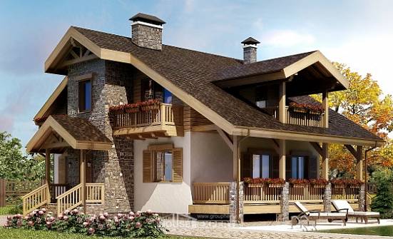 150-004-П Проект двухэтажного дома с мансардным этажом, красивый загородный дом из твинблока Апатиты | Проекты домов от House Expert