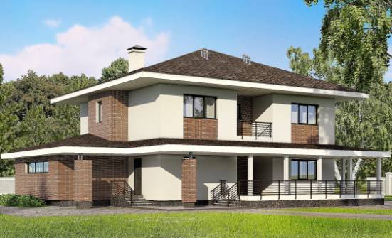 275-002-П Проект двухэтажного дома, гараж, красивый домик из кирпича Оленегорск | Проекты домов от House Expert