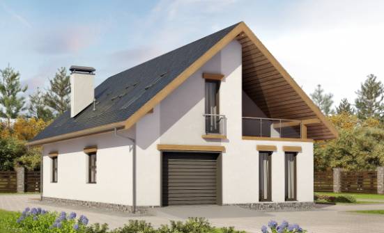 185-005-П Проект двухэтажного дома с мансардой, гараж, простой коттедж из керамзитобетонных блоков Ковдор | Проекты домов от House Expert