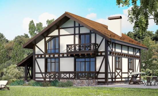 155-002-П Проект двухэтажного дома мансардный этаж, гараж, небольшой домик из поризованных блоков Ковдор | Проекты домов от House Expert