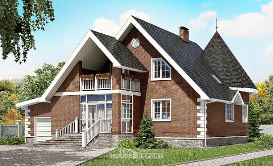 220-002-Л Проект двухэтажного дома мансардой, гараж, простой домик из пеноблока Мурманск | Проекты домов от House Expert