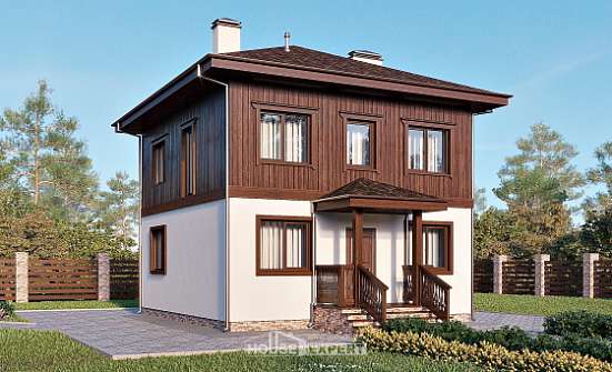 100-006-Л Проект двухэтажного дома, небольшой домик из поризованных блоков Заполярный | Проекты домов от House Expert