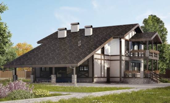 250-002-П Проект двухэтажного дома мансардой, гараж, простой домик из кирпича Оленегорск | Проекты домов от House Expert