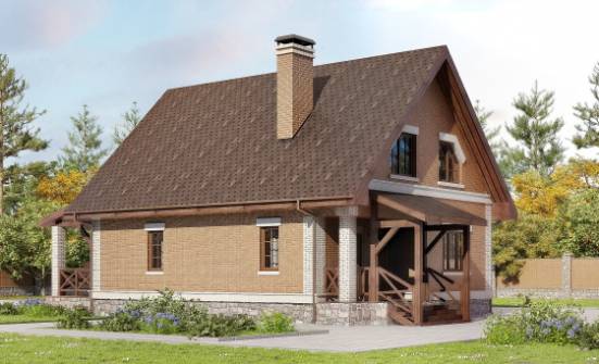 160-011-Л Проект двухэтажного дома с мансардным этажом, небольшой коттедж из газосиликатных блоков Оленегорск | Проекты домов от House Expert