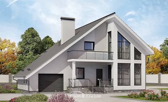200-007-Л Проект двухэтажного дома с мансардным этажом, гараж, красивый домик из твинблока Кандалакша | Проекты домов от House Expert