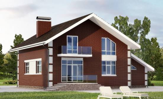 180-001-Л Проект двухэтажного дома мансардой и гаражом, современный загородный дом из газобетона Кандалакша | Проекты домов от House Expert