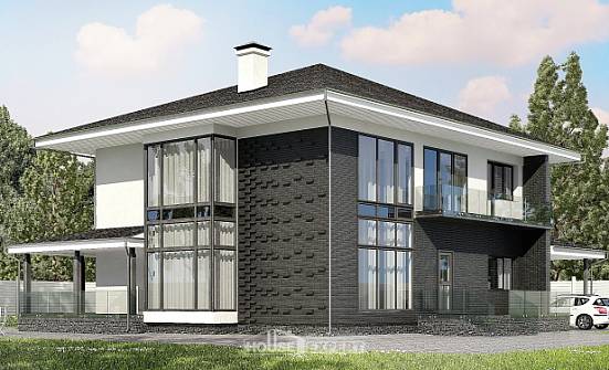 245-002-П Проект двухэтажного дома, гараж, просторный дом из бризолита Оленегорск | Проекты домов от House Expert