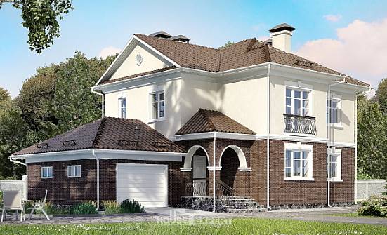 190-002-Л Проект двухэтажного дома, гараж, классический домик из твинблока Заполярный | Проекты домов от House Expert