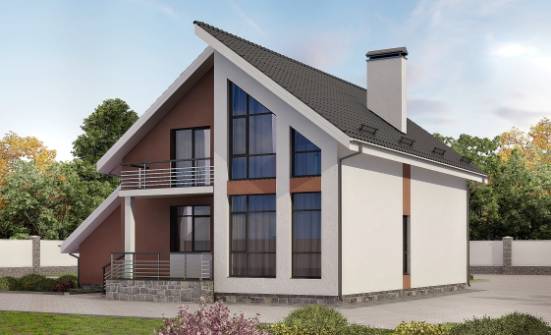 200-007-П Проект двухэтажного дома мансардой, гараж, современный загородный дом из пеноблока Мончегорск | Проекты домов от House Expert
