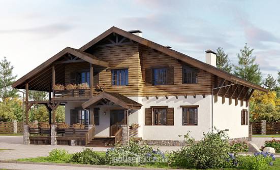 260-001-П Проект двухэтажного дома с мансардой, классический коттедж из кирпича Оленегорск | Проекты домов от House Expert