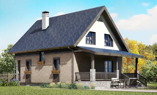 130-003-П Проект двухэтажного дома с мансардой, доступный домик из теплоблока Апатиты | Проекты домов от House Expert