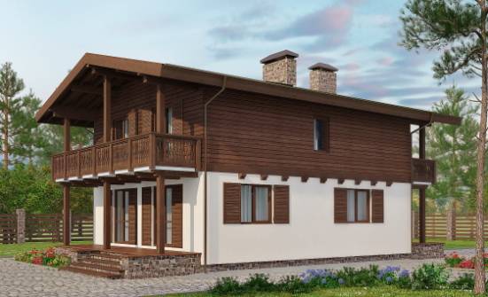 150-016-Л Проект двухэтажного дома мансардой, простой коттедж из бризолита Апатиты | Проекты домов от House Expert