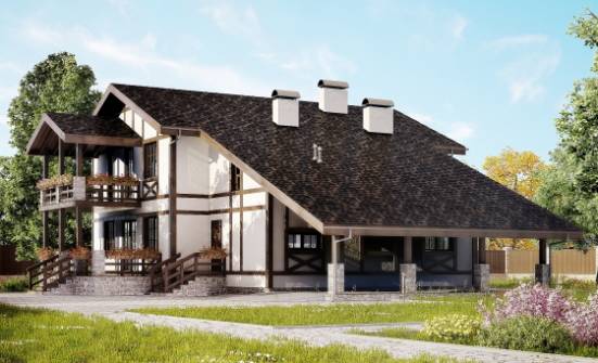 250-002-Л Проект двухэтажного дома с мансардным этажом и гаражом, простой домик из кирпича Мурманск | Проекты домов от House Expert