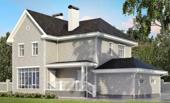 190-001-Л Проект двухэтажного дома, гараж, просторный дом из кирпича Ковдор | Проекты домов от House Expert