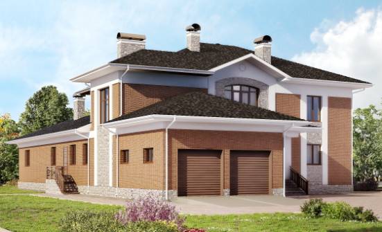 520-002-Л Проект трехэтажного дома и гаражом, уютный загородный дом из теплоблока Оленегорск | Проекты домов от House Expert