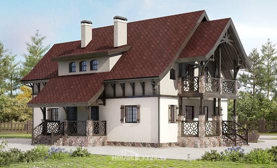 180-014-П Проект двухэтажного дома с мансардой, бюджетный дом из арболита Мурманск | Проекты домов от House Expert