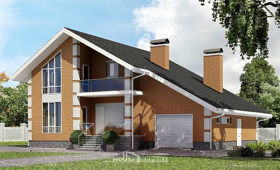 190-006-П Проект двухэтажного дома мансардой, гараж, средний дом из арболита Ковдор | Проекты домов от House Expert