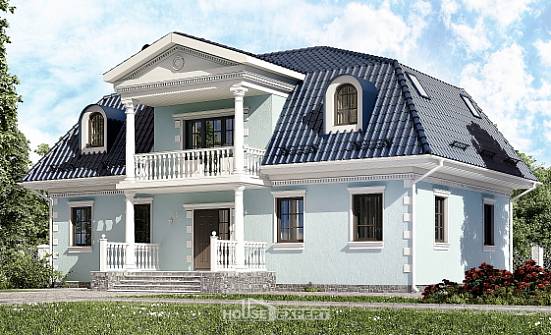 210-004-Л Проект двухэтажного дома мансардный этаж, простой дом из пеноблока Ковдор | Проекты домов от House Expert