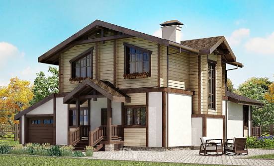 190-004-П Проект двухэтажного дома мансардой и гаражом, красивый домик из твинблока из дерева Оленегорск | Проекты домов от House Expert