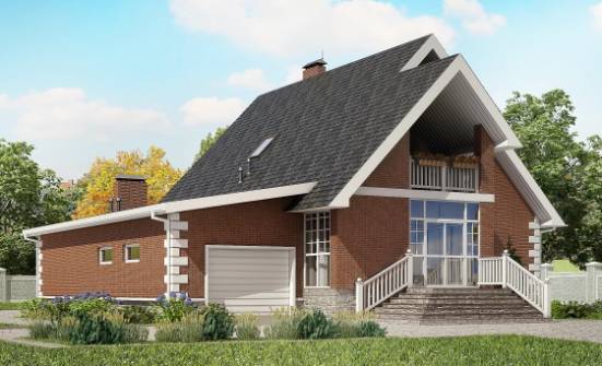 220-002-Л Проект двухэтажного дома мансардой, гараж, простой домик из пеноблока Мурманск | Проекты домов от House Expert