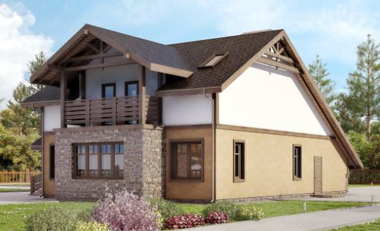 180-011-Л Проект двухэтажного дома мансардный этаж, гараж, простой загородный дом из бризолита Мурманск | Проекты домов от House Expert