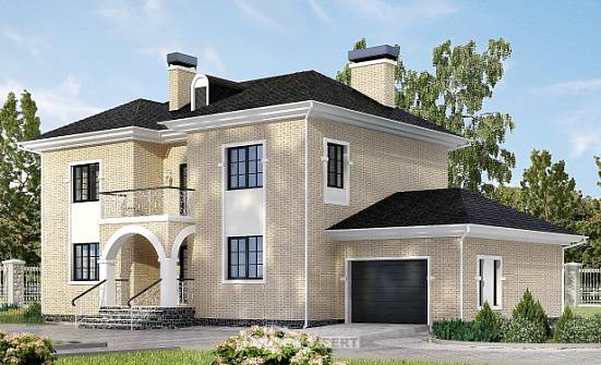 180-006-П Проект двухэтажного дома и гаражом, красивый коттедж из кирпича Оленегорск | Проекты домов от House Expert