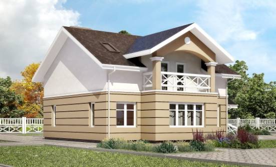 155-009-П Проект двухэтажного дома мансардой, компактный домик из пеноблока Кандалакша | Проекты домов от House Expert