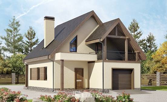 120-005-Л Проект двухэтажного дома с мансардой и гаражом, классический загородный дом из арболита Мурманск | Проекты домов от House Expert