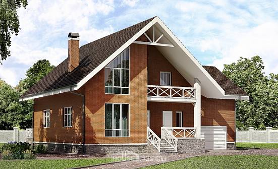 215-001-П Проект двухэтажного дома с мансардой и гаражом, просторный загородный дом из газосиликатных блоков Мурманск | Проекты домов от House Expert
