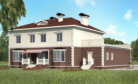 380-001-Л Проект двухэтажного дома и гаражом, огромный домик из кирпича Кандалакша | Проекты домов от House Expert